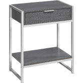 24"H Accent Table in Grey & Chrome Metal